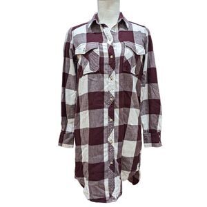 Wilfred Free Women's Plaid Long Sleeve Tunic Size XXS
